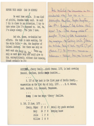 Alex Haley’s Genealogical and Historical Notes on His Father’s Side of the Family, Likely for His Posthumous Novel Queen.