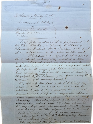 Two 1857 Legal Documents Concerning a Married Woman’s Right to the Sole Ownership of an Enslaved Woman and Her Children.