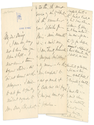 Item #List3209 Three Letters from Frederick MacMonnies to Thomas Dewing Concerning Sculpting...