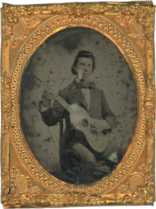 Item #List3233 Ambrotype of a Guitarist.. Music – Portraiture, Unknown Photographer