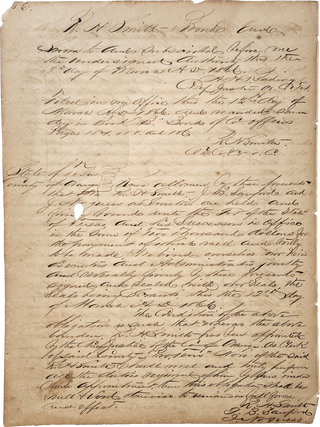 Oaths of Office and Surety Bond Documents for Five Texan Public Officials, 1864–1866.