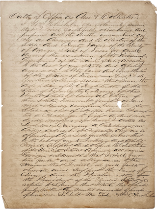 Oaths of Office and Surety Bond Documents for Five Texan Public Officials, 1864–1866.