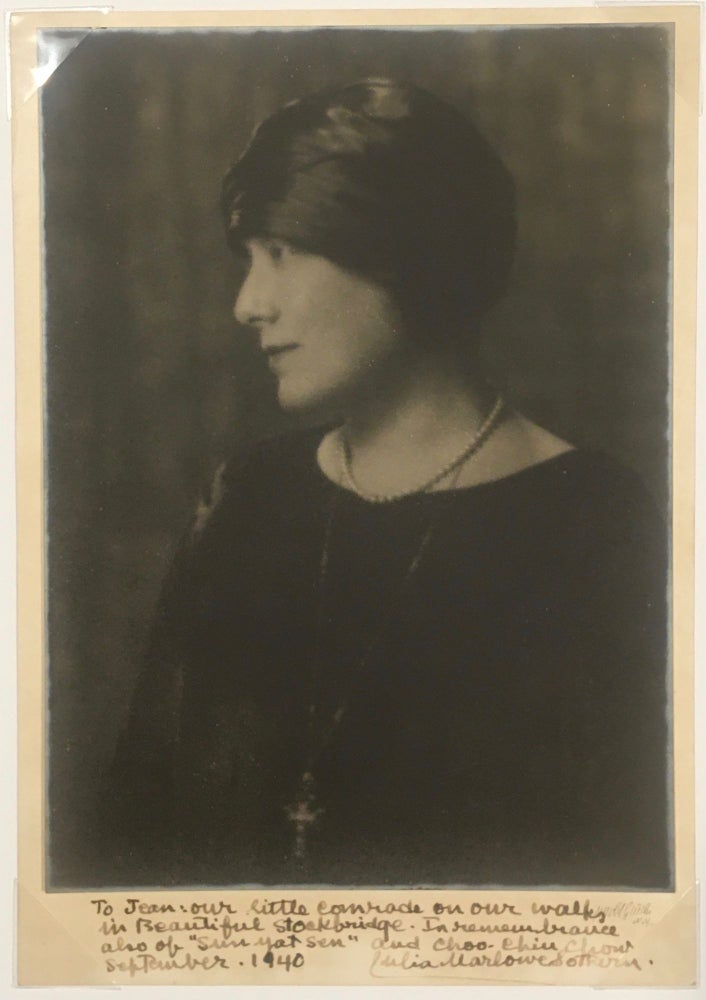 Item #List330 Portrait of Julia Marlowe. [Inscribed by Marlow to a Friend, 1940]. Women, Arnold Genthe, Suffrage, Theatre, Julia Marlowe.