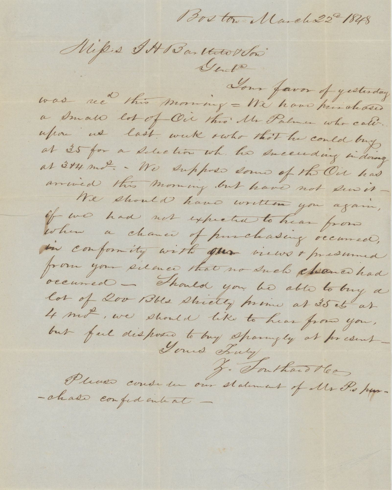 1850s Lettering Collection of Letters Mainly to New Bedford, Massachusetts Whalers I.H ...