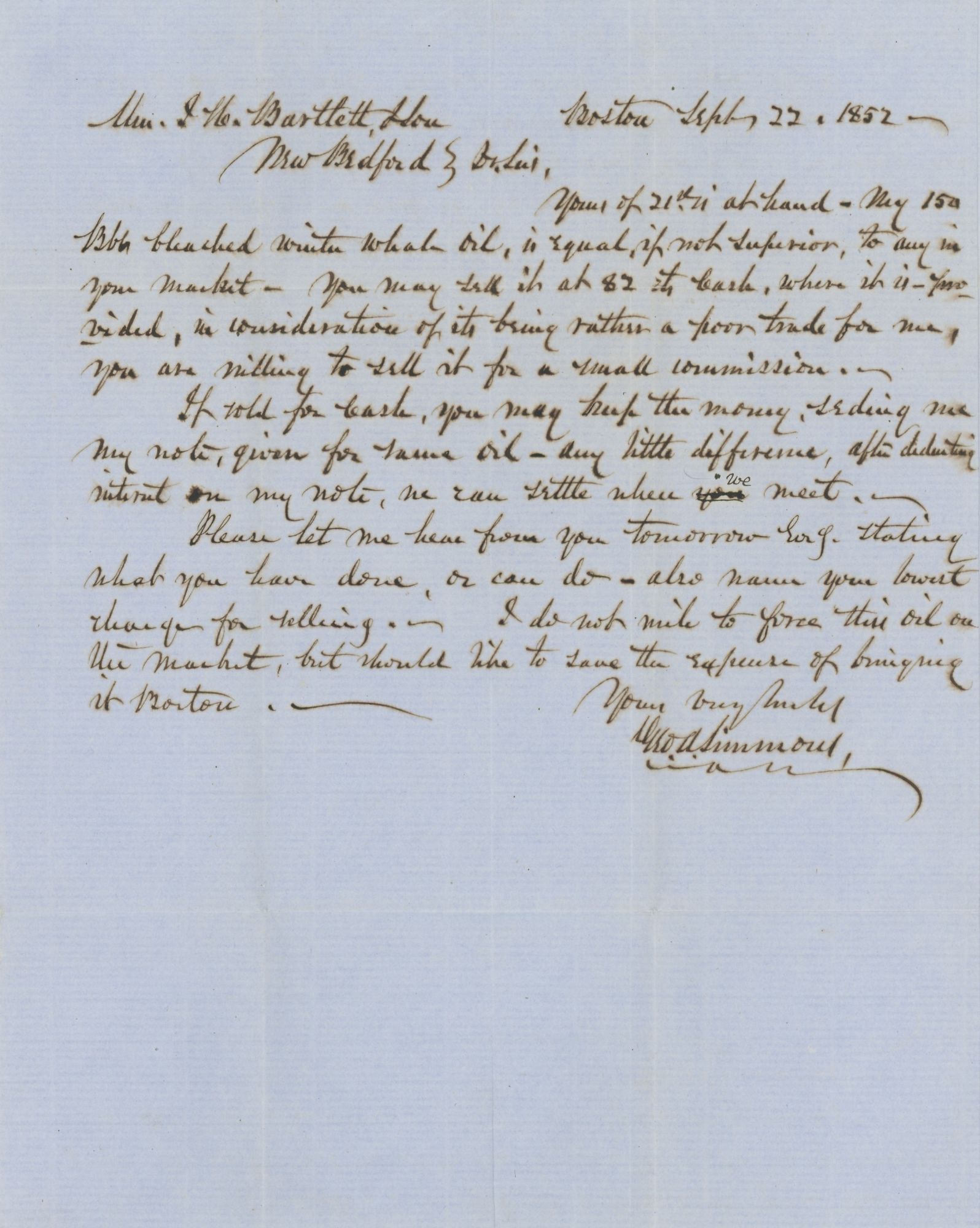 1850s Lettering Collection of Letters Mainly to New Bedford, Massachusetts Whalers I.H ...