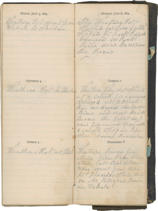 1874 Journal Covering a Trip from Massachusetts to the Dakota Territory, with Stops at Odd Fellows Lodges.
