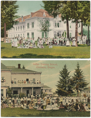Seventeen Real Photo Postcards of the Chemawa Indian School.