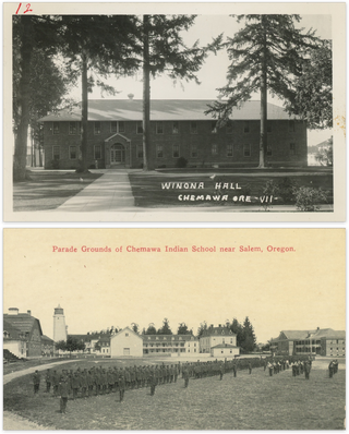 Seventeen Real Photo Postcards of the Chemawa Indian School.