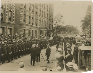 Four Press Photographs Showing the Funeral of Robert Holmes, the First African American Policeman Killed in the Line of Duty in New York, 1917.