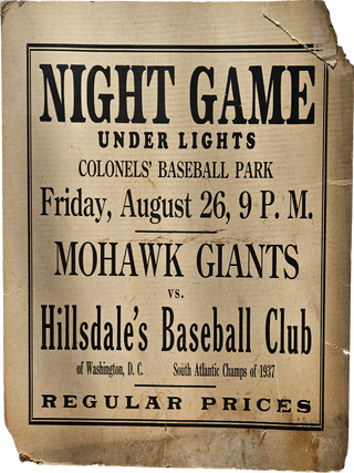 Item #List3506 Night Game Under Lights / Colonels’ Baseball Park / Friday, August 26, 9 P.M. /...