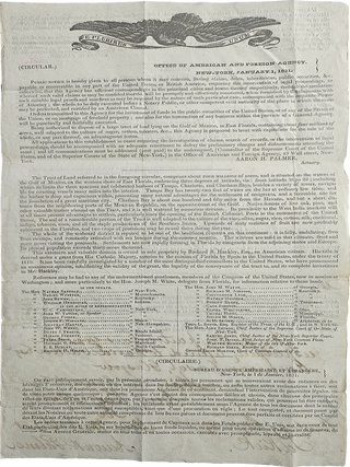 Item #List3518 Office of American and Foreign Agency, New-York, January 1831. Public notice is...