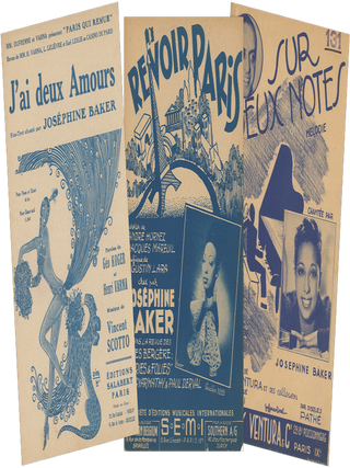 Item #List3603 Three Pieces of Illustrated Sheet Music Showing Josephine Baker in Paris:...