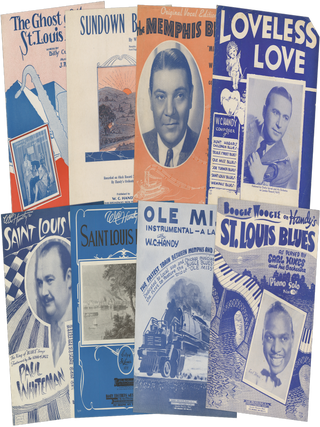 Large Collection of W. C. Handy Blues Sheet Music including multiple editions of “St. Louis Blues,” together with “Beale Street Blues,” “Yellow Dog Blues,” “Harlem Blues,” “Loveless Love,” and Others, Most Printed by Pace & Handy or Handy Brothers.