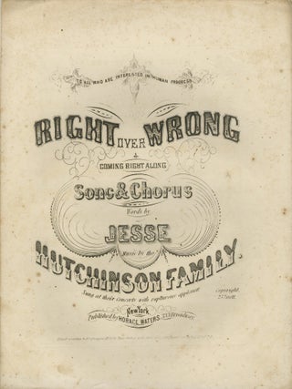 Item #List3668 Right Over Wrong. Coming Right Along. Song & Chorus. Music – Hutchinson...