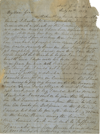 Item #List3713 1852 Letter from a Soldier of the 7th US Infantry, Impelled by Poverty to...