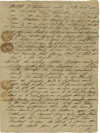 Collection of Seven 1794–1795 Legal Documents Relating to Affluent New York City Merchant Cary Ludlow’s Purchases of Lots Along State Street, with Five Later Family Legal Documents.