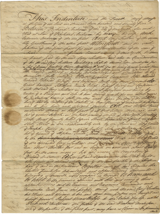 Collection of Seven 1794–1795 Legal Documents Relating to Affluent New York City Merchant Cary Ludlow’s Purchases of Lots Along State Street, with Five Later Family Legal Documents.
