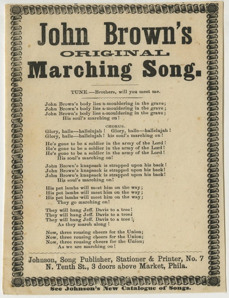 Item #List3802 John Brown&rsquo;s Original Marching Song. Abolitionism &ndash; John Brown &ndash; Music.