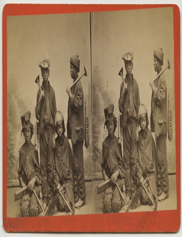 Item #List3808 Stereoview Photograph of African American Child Chimney Sweeps in Savannah. African-Americana &ndash; Child Labor &ndash; Savannah &ndash; Stereoviews, Launey, Goebel.