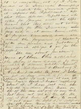 1860 New York Letter on the Rhode Island Election as a Democratic Triumph and a Blow to Republican &ldquo;Non-Extension of Slavery.&rdquo;