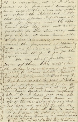 1860 New York Letter on the Rhode Island Election as a Democratic Triumph and a Blow to Republican “Non-Extension of Slavery.”