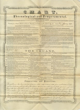 Item #List38108 CHART. Phrenological and Temperamental. [Completed by Prof. Henry Foster Smith...