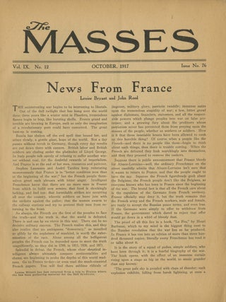 The Masses. Issue 76, Vol. IX, No. 9, October 1917. [With Supplement Broadside]