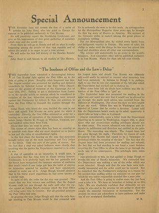 The Masses. Issue 76, Vol. IX, No. 9, October 1917. [With Supplement Broadside]