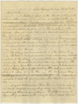 Item #List38119 1848 Letter from a Home Missionary in Northern Indiana, Condemning the Temperance...