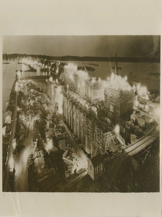 Item #List38124 1935 Aerial Night Photograph of the TVA&rsquo;s Wheeler Dam Under Construction. Water...
