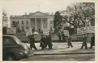 Item #List38143 Press Photograph of a 1941 American Peace Mobilization Demonstration Against...