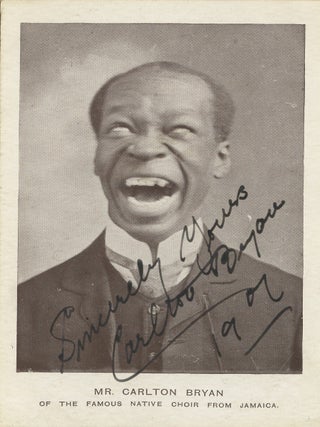 Item #List3837 Signed Postcard Portrait of Carlton Bryan of the Famous Native Choir from Jamaica....