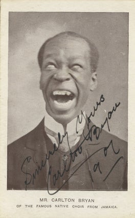 Item #List3837 Signed Postcard Portrait of Carlton Bryan of the Famous Native Choir from Jamaica....