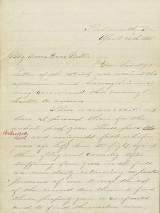 Item #List3851 April 1865 Letter from a Union Soldier in Portsmouth on Returning Confederates,...
