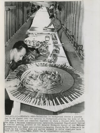 Item #List3868 1960 Press Photo of Technicians Constructing an Echo Satellite Balloon. History of...