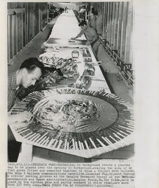 Item #List3868 1960 Press Photo of Technicians Constructing an Echo Satellite Balloon. History of...