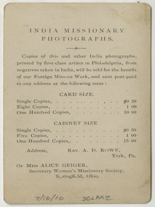 Carte de Visite Portrait of an Indian Man, Sold for the Benefit of Foreign Mission Work.