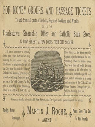 Item #List3882 FOR MONEY ORDERS AND PASSAGE TICKETS To and from all parts of Ireland, England,...