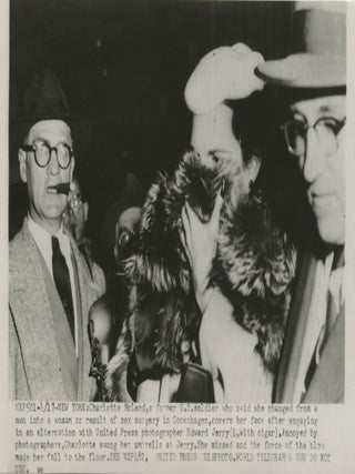Item #List3891 1954 Press Photograph of Charlotte McLeod Shielding Her Face from New York...