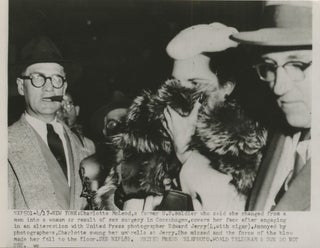Item #List3891 1954 Press Photograph of Charlotte McLeod Shielding Her Face from New York...