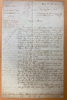 Signed manuscript report and chart from Hersant, Consul de France a San Luis Potosí and Tampico, to Comte de Rigny, Minister of the Navy.