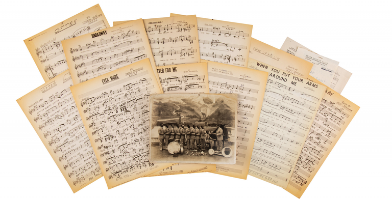 Item #List710 Twelve Compositions by Maceo Jefferson [with] Photograph of the Plantation Orchestra, Featuring Jefferson [with] A Signed Note by Jefferson, c. 1964. Maceo Jefferson.